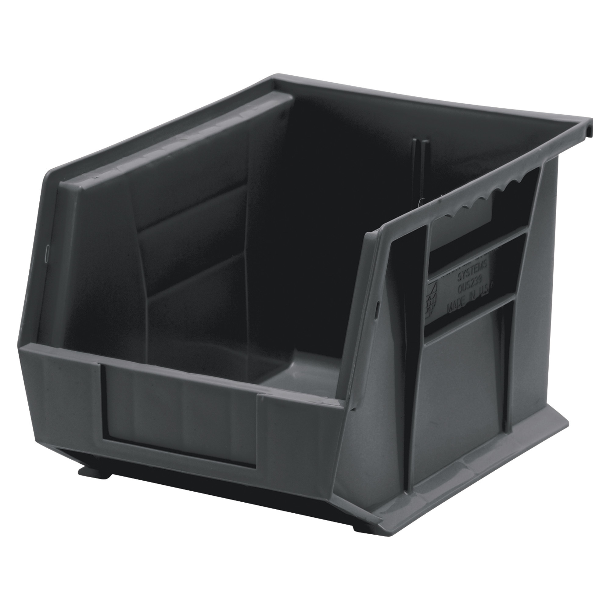 Quantum Storage Heavy Duty Stacking Bins, 10 3/4in. x 8 3/4in. x 7in. Size, Black, Carton of 6, Model# QUS239BKCS